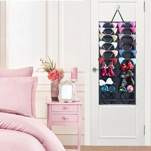 Vista 6 de SMUK Organizador de diadema colgante para niñas, soporte para diadema de pared para mujeres, organizador de accesorios para el cabello en la pared