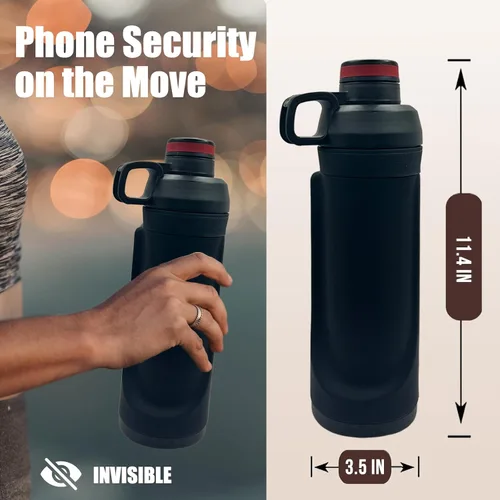 Vista 6 de Botella de agua de desvío con capacidad de 13.5oz - Compartimento oculto definitivo para viajes, playa, automóvil para guardar objetos de valor como