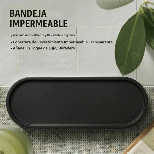 Vista 6 de MOMEEMO Botellas de champú y acondicionador ámbar con bandeja Negro ámbar
