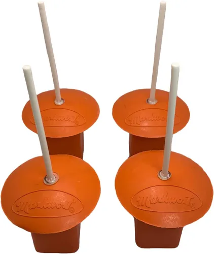 Vista 2 de Markwort Enchufe base con indicador-Paquete de 4 tapones de base de goma naranja con indicador único
