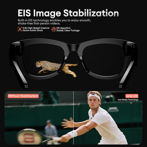 Vista 5 de QxzPower 1080P HD AI Cámara Inteligente con Gafas, Cámara de 8 MP Bluetooth 5.4 Grabación con Gafas, Micrófono Dual ENC Reducción de Ruido, Lentes