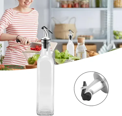 Vista 4 de Botellas dispensadoras de aceite, botella de salsa de soja, olla de vinagre, tapa de botella de acero, botella de vino para cocinar, botella