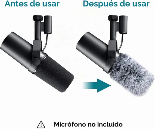 Vista 2 de YOUSHARES SM7B - Filtro pop para micrófono Shure, protector peludo compatible con Shure SM7B, micrófono vocal dinámico SM7dB (gris)