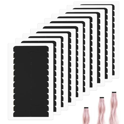 Vista 9 de 480 Piezas de Cinta Adhesiva para Extensiones de Cabello, Cinta Adhesiva de Doble Cara para Cabello Humano, Cinta Adhesiva de Reemplazo para Azul