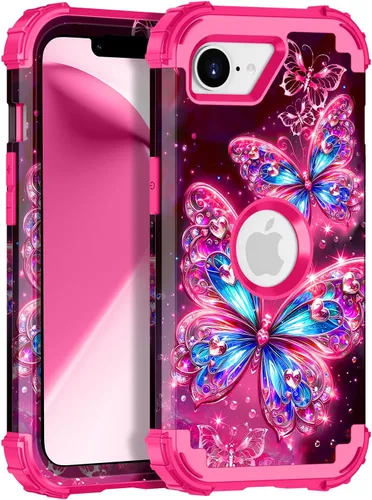 Vista 20 de Miqala Funda para iPhone 12, iPhone 12 Pro, que brilla en la oscuridad, tres capas, resistente a los golpes, protección de plástico duro + funda