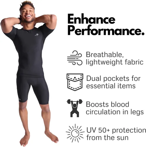 Vista 2 de CompressionZ Pantalones cortos de compresión para hombre, ropa interior deportiva de compresión de elastano