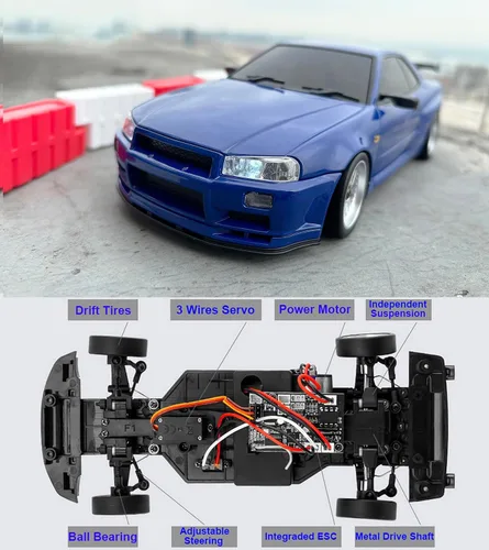 Vista 5 de Coche de deriva RC con giroscopio escala 1/18 LDRC Drift Car Control remoto