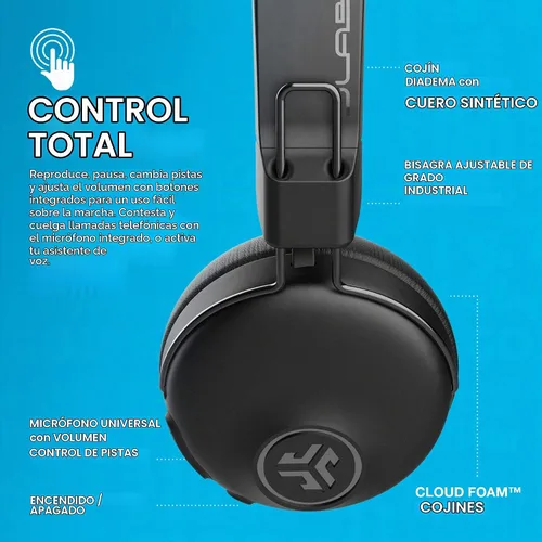 Vista 4 de JLab Studio ANC, auriculares inalámbricos con cancelación activa de ruido, auriculares Bluetooth plegables, color negro