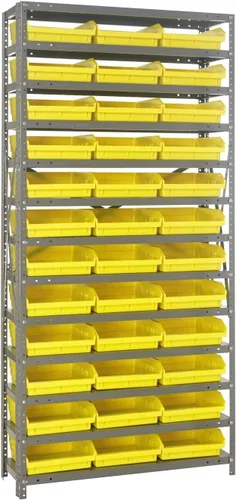Vista 227 de Quantum QSBU-245BK Heavy Duty Shelving Unit with (7) Shelves and (24) QUS245 Black Bins for Garage Warehouse Storage Distribution 400 lb Load