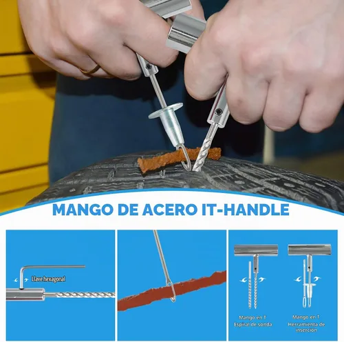 Vista 9 de Kit de reparación de neumáticos TILIBOTE, 117 piezas, kit de tapones de neumáticos resistentes, con kit de parches de neumáticos universal