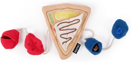 Vista 10 de CHEWFFON Juguetes de peluche para perros con sonido, juguete interactivo en forma de bagel para cachorros, lindo rompecabezas para perros