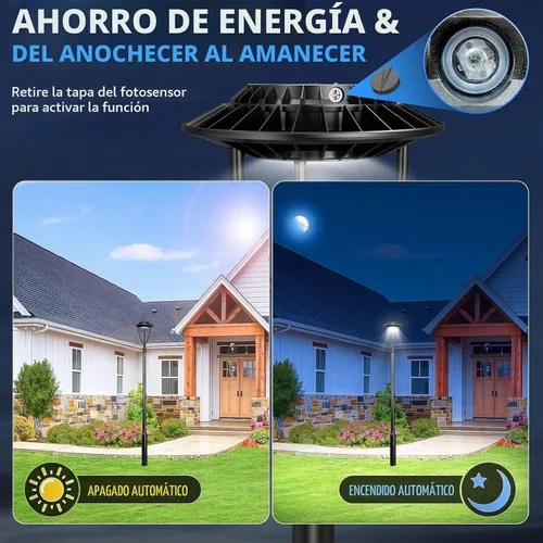 Vista 5 de Luz de poste LED con fotocélula, 60 W, 48 W, 36 W, luces superiores