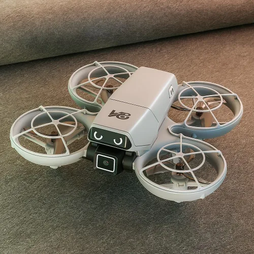 Vista 9 de Mini dron RC con cámaras, protector de hélice, FPV y altitud para niños de Gris-blanco
