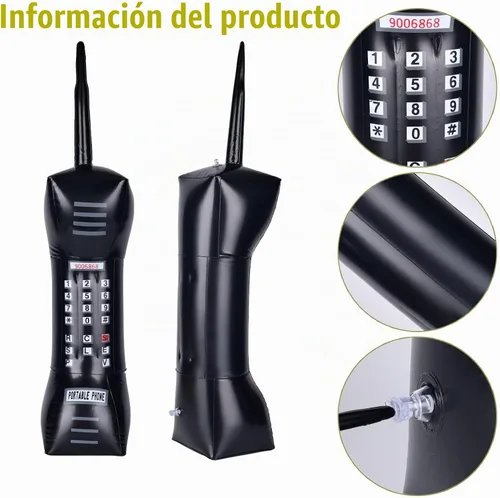 Vista 3 de Caja inflable y accesorio para teléfono - Micrófonos estilo 90 para fiestas de los años 80 y 90