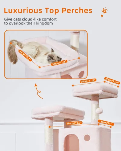 Vista 75 de Taoqimiao Árbol para gatos de 57.5 pulgadas, torre para gatos de interior para adultos, condominio extragrande para gatos, 8 postes rascadores