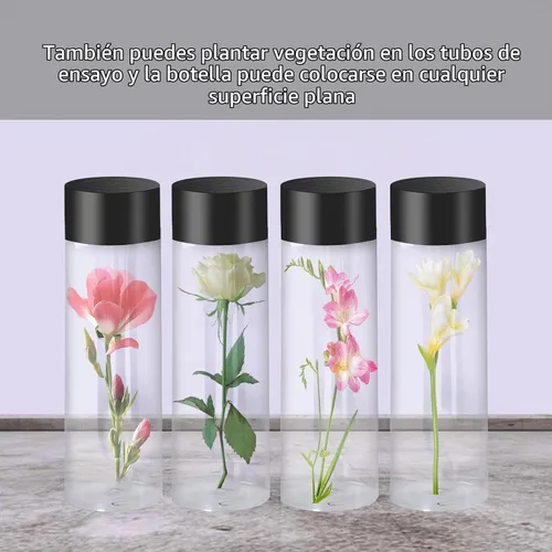 Vista 4 de 48 botellas de plástico transparente de 12 onzas, botellas sensoriales vacías con tapas, recipiente para bebidas a prueba de fugas, botellas