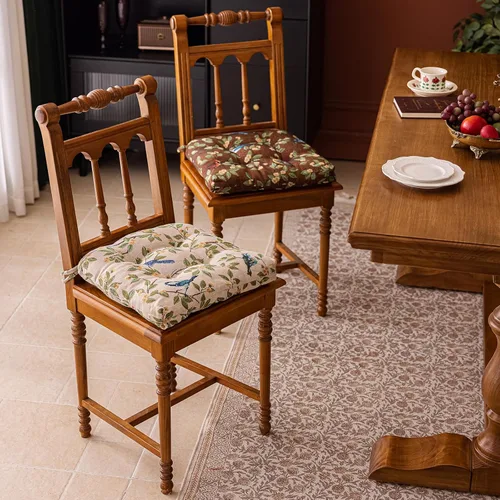 Vista 5 de vctops Cojines para silla de estilo rústico con estampado de pájaros y lazos Cojines para silla en forma de U suaves y cómodos Almohadillas