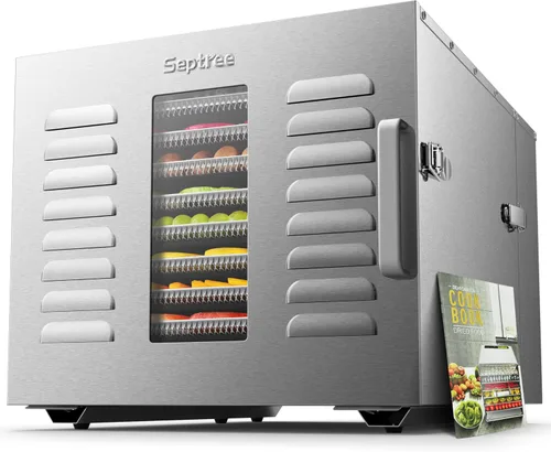 Vista 9 de Máquina deshidratadora de alimentos de 10 bandejas comerciales para cecina y hierbas, área utilizable de hasta 24.65 pies² y temperatura de 194℉