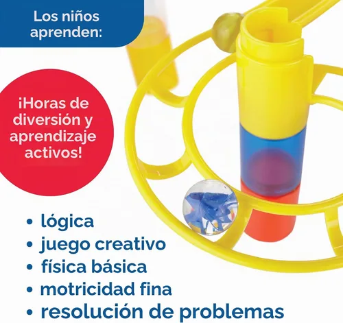 Vista 6 de MindWare Marble Run - Juego de construcción de 110 piezas con 82 piezas de pista, 15 canicas y elevador motorizado