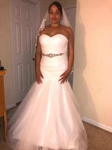 Vista 16 de Vestido de novia formal sin tirantes con encaje, largo de sirena para mujer 2019 WD162