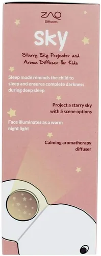 Vista 6 de ZAQ Difusor de aceite esencial de aroma del cielo para niños, humidificador ultrasónico de aromaterapia LiteMist, 4.1 fl oz, luz nocturna cálida