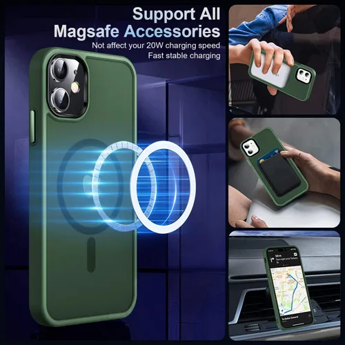 Vista 2 de MOCCA - Funda magnética a prueba de golpes para iPhone 11, color verde Verde medianoche
