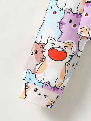 Vista 4 de SOLY HUX Sudaderas con capucha con estampado de dibujos animados para niña, sudadera de manga larga con estampado de gato