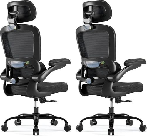 Vista 15 de TRALT Silla ergonómica de oficina, silla de escritorio con reposacabezas ajustable, silla de computadora de soporte lumbar, silla cómoda de malla