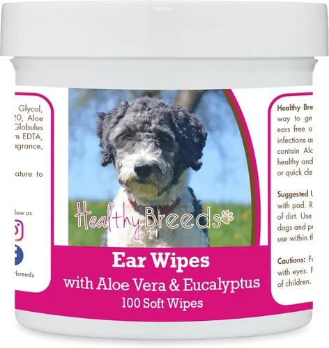 Vista 155 de Healthy Breeds Affenpinscher Toallitas de limpieza de oídos con aloe y eucalipto para perros, 100