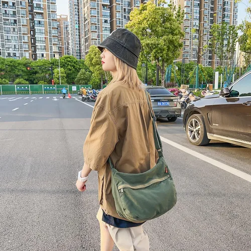 Vista 2 de Bolso de mensajero casual de lona para mujeres y hombres
