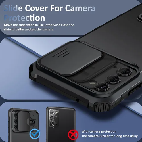 Vista 5 de Note 20 - Funda compatible con Samsung Galaxy Note20 5G de 6.7 pulgadas, funda deslizante para cámara, funda de grado militar a prueba de golpes