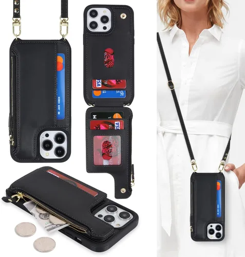 Vista 9 de Cavor Funda para iPhone 14 Pro Max con Tarjetero, Funda Cartera para iPhone 14 Pro Max para Mujeres y Hombres, Soporte de Tarjetas de Crédito