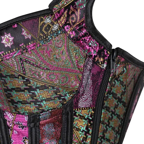 Vista 5 de Zhitunemi - Corsé con tirantes de hombro para mujer sobre el busto estilo Jacquard gótico