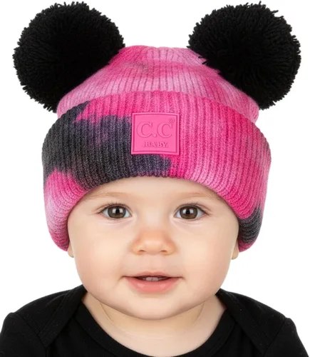 Vista 34 de Funky Junque Gorro de invierno con doble pompón para bebé de 0 a 12 meses, bonito gorro de punto acogedor para clima frío Patrón de tejido