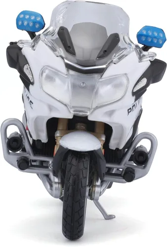 Vista 4 de BMW R1200RT - Serie de motocicletas de policía blanca con soporte de exhibición de plástico, modelo de motocicleta fundido a troquel 1/18 por Maisto