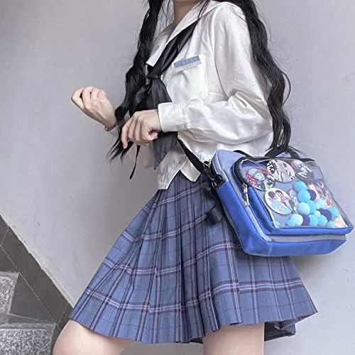 Vista 5 de Ita - Bolso cruzado transparente a juego de color japonés para anime, Lolita, bolsa de exhibición de anime, insignias de anime, bolso de mano