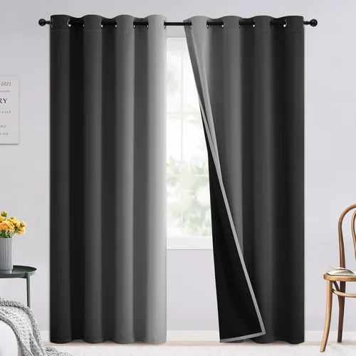 Vista 37 de SimpleHome Cortinas degradadas degradadas para oscurecer la habitación de 36 pulgadas de largo para dormitorio, con ojales y bloqueo de luz Negro