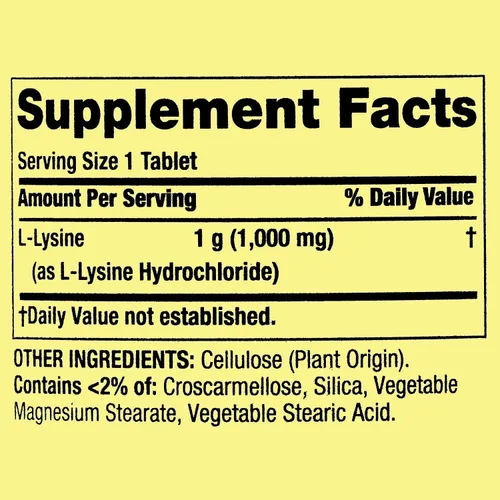 Vista 9 de SPEC Suplementos de aminoácidos de lisina, 1 tableta por porción, Spring Valley L-Lisina apoya un sistema inmunológico saludable* 100