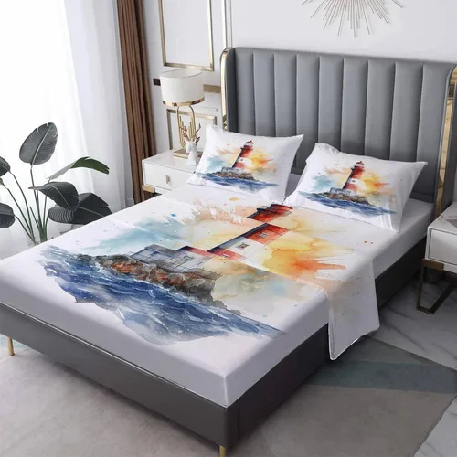 Vista 15 de Juego de sábanas tamaño individual: sábanas y fundas de almohada, sábanas y fundas de almohada, microfibra suave y bolsillo profundo y patrón sin