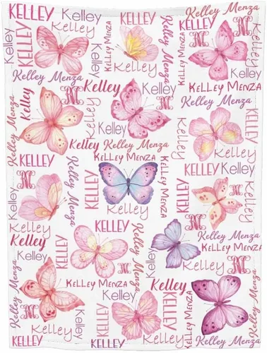 Vista 5 de Mantas de mariposa personalizadas para mujeres y niñas, manta de mariposa de franela suave, cálida y acogedora, regalos para niños y adultos