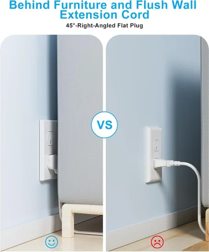 Vista 10 de Cable de extensión plano de 20 pies detrás de los muebles