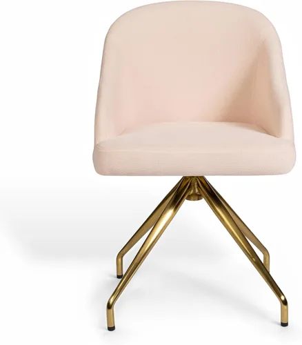Vista 12 de Martha Stewart Sora Silla de Trabajo Giratoria Fija con Brazos Inclinados para Oficina en Casa en Tela Conch Shell con Marco de Latón Pulido