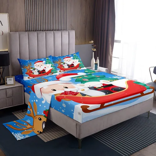 Vista 30 de Erosebridal Juego de sábanas bajeras de Navidad tamaño Queen, diseño de copos de nieve, color negro, gris, degradado, para niños y niñas, juego