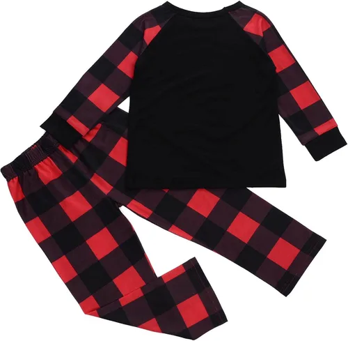 Vista 3 de Pijamas de Navidad para la familia, conjunto a juego de camisetas de manga larga y pantalones, camisones navideños con Feliz Navidad