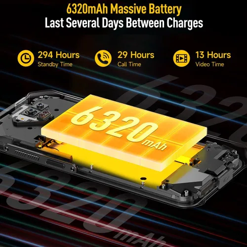 Vista 7 de Ulefone Armor X13 Smartphone resistente desbloqueado, MTK Helio G36 12 GB+64 GB teléfono celular Android 14, cámara de visión nocturna de 50 MP+24