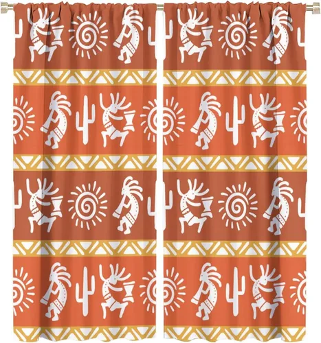 Vista 50 de Kokopelli - Cortinas opacas para cocina, decoración de sala de estar, dormitorio, 21 x 45 pulgadas, 2 paneles