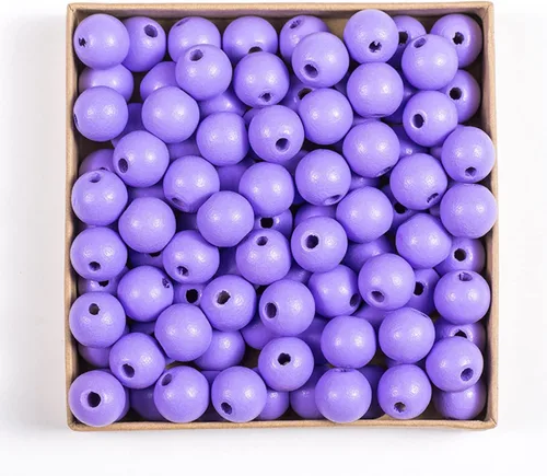 Vista 6 de Decoendiy 100 cuentas de madera para manualidades, cuentas redondas de madera de 0.630 in, cuentas de madera naturales pulidas de granja, cuentas
