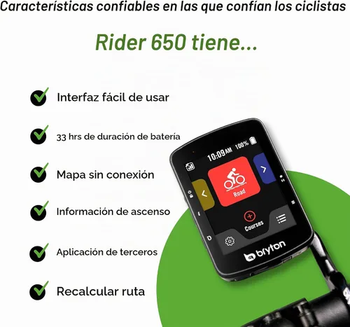 Vista 6 de Bryton Rider 650 - Pantalla táctil LCD a color de 2.8 pulgadas, GPS para bicicleta/ciclismo, mapa precargado de EE. UU., compatible con radar