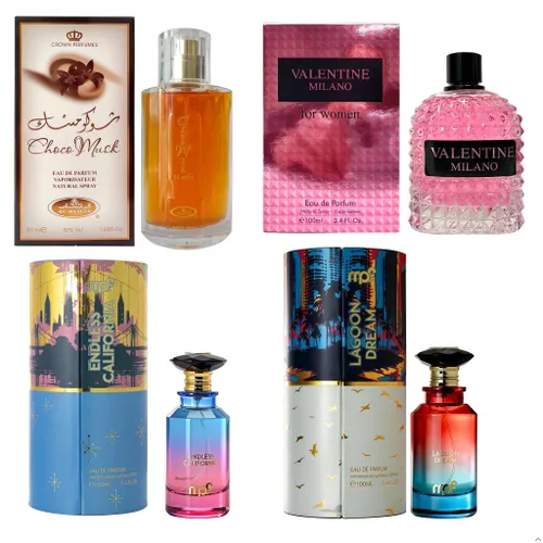 Vista 39 de AFLUXE Set de perfume para mujer, 4 piezas, colección Eau De Parfum de larga duración, almizcle Choco/Milano Mujer/6pm Rosa/7AM Fresh
