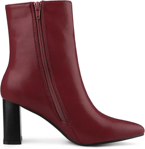 Vista 7 de Allegra K Botines de tacón grueso con punta puntiaguda para mujer